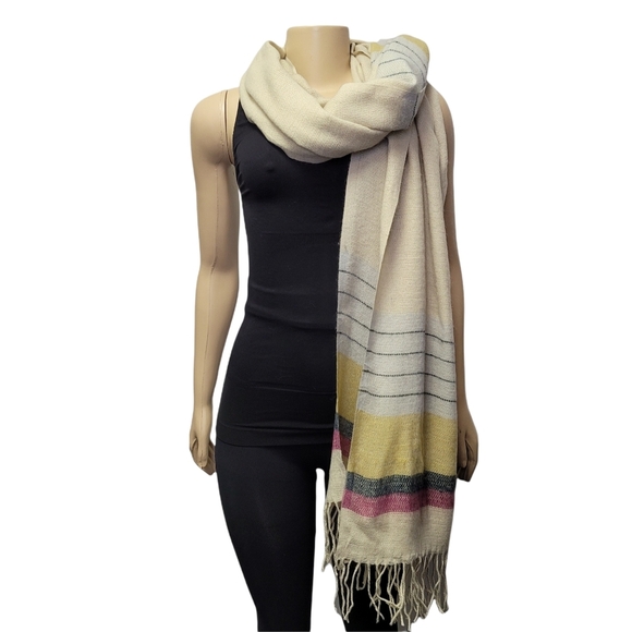 Marine Layer Unisex Kirby Striped Scarf Natural - Picture 1 of 11